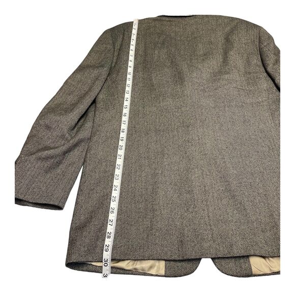 Stafford Sports Coat Men's 40R Gray 100% Wool Herringbone Notch Single Breasted - Picture 5 of 10